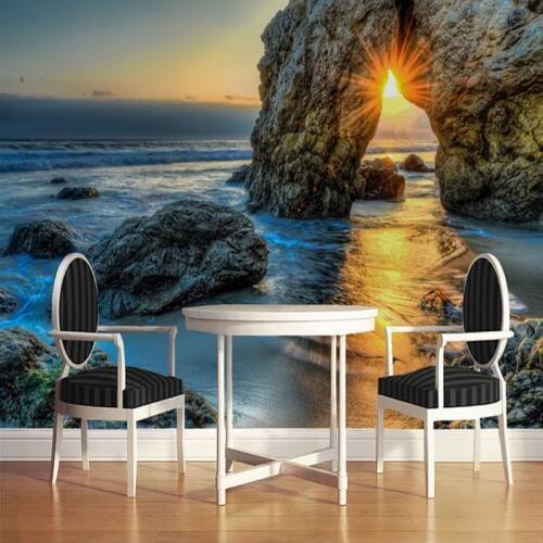 Custom 3D Photo Wallpaper Sea Sunset Landscape Oil Painting Living Room Bedroom Waterproof Canvas Mural Wall Papers Home Decor