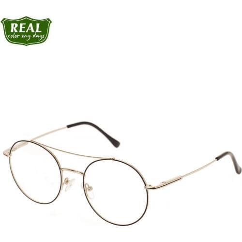 REAL Chic Glasses Frame Retro Big Metal Frame Double Bridge Of The Nose Myopia Glasses Prescription Eyeglasses Student Unisex