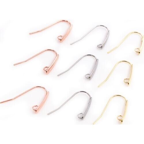 NO Fade) 24*12mm 20pcs/Lot 316 Stainless Steel Gold Rose Gold High Quality Earring Hooks Wire Settings Base Settings Whole Sale