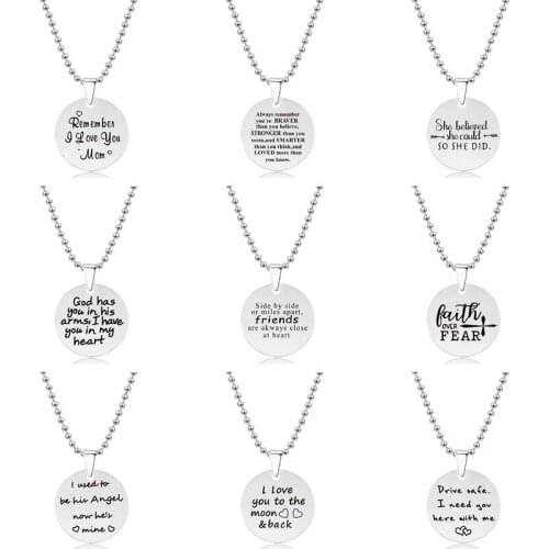 2021 new modern family couple jewelry punk stainless steel round circle coin necklaces & pendants for women wedding party gift