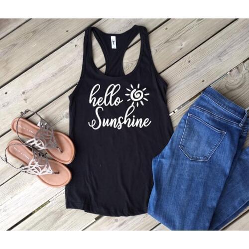 Skuggnas New Arrival Hello Sunshine Tank Top Women Fashion Tank Tops Hipster Tees shirt Aesthetic Clothing Drop shipping