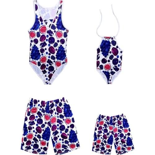 Family Matching Swimwear Summer Bikini Mom And Son Swimsuit Floral Father Mother Daughter Son Swimwear Kids Beachwear Swim Trunk