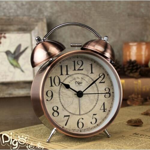 Arrive Original American Classical Bedside Alarm Clock Metal Mute Desk Despertador Design Bedroom Study Room Student 4.3 Inches