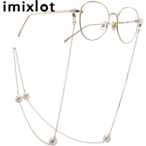 Imixlot Exquisite 70cm Sunglasses Lanyard Strap Necklace Eyeglass Luxury White Pearl Chain Cord for Reading Women Gifts