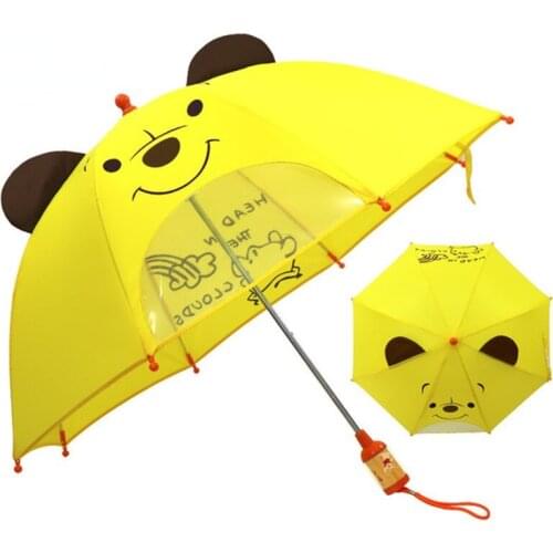 Yellow Winnie the Pooh Cartoon Children Umbrella Portable Foldable Mickey Umbrella Student Boy Girl Sunscreen Kids Umbrella Gift