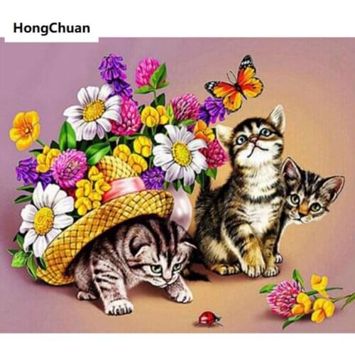 Christmas cute floral cat cartoon 5D DIY square/round diamond painting gift cross stitchmosaic diamond embroideryhome decoration