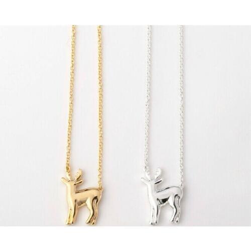Christmas Deer Elk Necklace Cute Animal Bambi Moose Fawn Alpaca Reindeer Antler Necklace Snape and Lily Patronus Necklaces