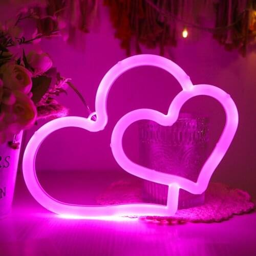Heart Light 22cm Neon Sign Wall Hanging Light for Wedding Bedroom Home Party Battery Powered Valentines Day Christmas Decor