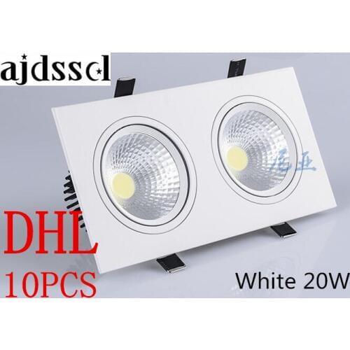 10pcs Led downlight white square Dimmable light COB Ceiling double Spot Light 2x10W 20w ceiling recessed Lights Indoor Lighting