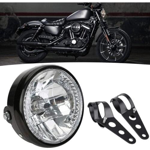7INCH Universal Motorcycle LED Headlight Turn Signal Indicator Lamp for Harley Honda Chopper Mount Brackets 39-51mm Clamp Holder