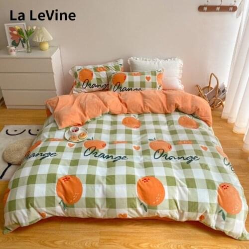 Thickened Milk Velvet Four-Piece Bed Sheet Pillowcase Cartoon Soft Winter Double-Sided Velvet Cute Cover Bedding Bedroom Supplie