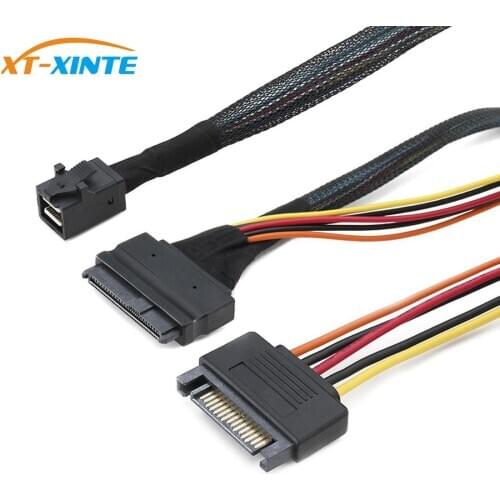 XT-XINTE Mini SAS Cable SFF 8643 Internal 12Gbps to U.2 SFF 8639 with 15 Pin SATA Power Connector Mini SAS Cable for U.2 SSD