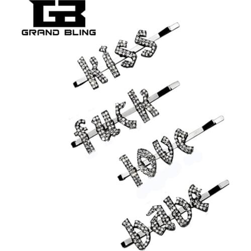 Specific Design Letters Hair Clips Crystal Words Hair Clips for Lady Hair Accessories