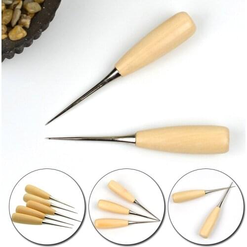 1PC Wooden Handle Sewing Awl Leather Patchwork DIY Tools Manual Stitcher Leather Craft Tent Awl Set