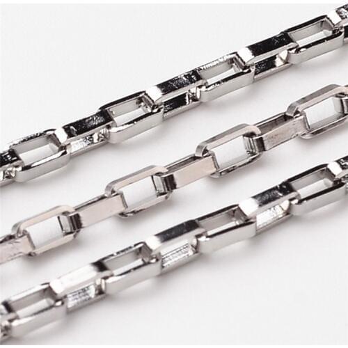 10m 2x2mm 304 Stainless Steel Cross Chains Box Chains Hollow Rectangle for Jewelry Making DIY Bracelet Necklace Findings