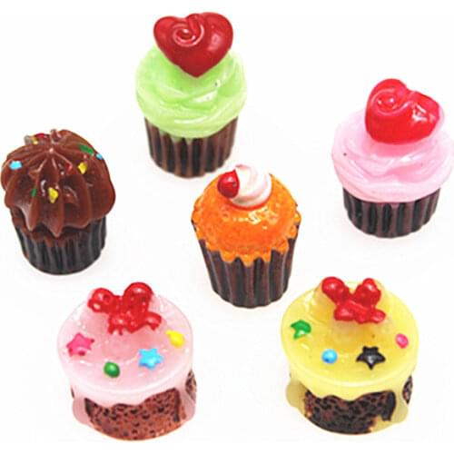 10PCS Kawaii Mix Patterns Resin Dessert Simulation Miniature Food Art 3D Ice Cream Cup DIY Craft Decoration,15*21mm