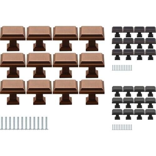 12 Pieces Cabinet Knob Square Cabinet Knobs Pull Kitchen Cabinet Hardware Knob with Mounting Screws for Dresser