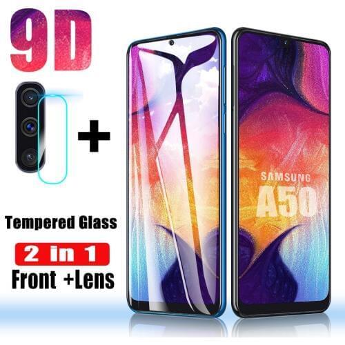 2 in 1 Screen Protector for Samsung Galaxy A50 Glass for Samsung A10 A40 A70 Tempered Glass A 50 Lens Protective Glas Lens Film