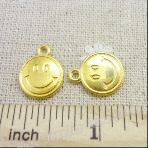 20 pcs Charms smile Pendant Gold color Zinc Alloy Fit Bracelet Necklace DIY Metal Jewelry Findings