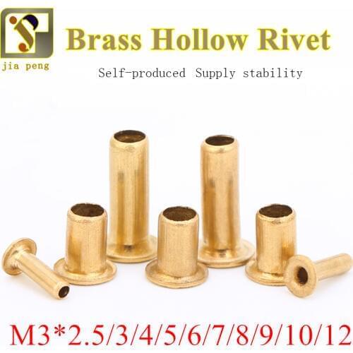 200pcs High Quality M3*2.5/3/4/5/6/7/8/9/10 3mm Brand New Copper Hollow Rivet Double-sided Circuit Board PCB Vias Nails