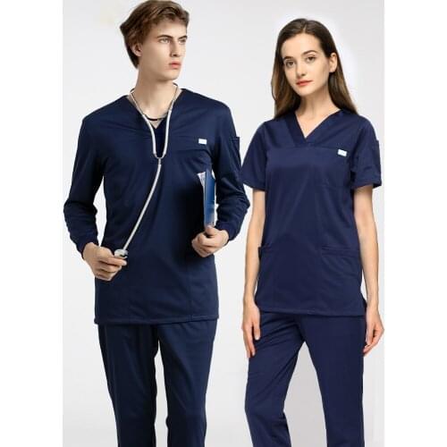 2021 Unisex medical uniform short/long sleeved Scrub set split brush uniform suit overalls work scrub sets медицинский костюм
