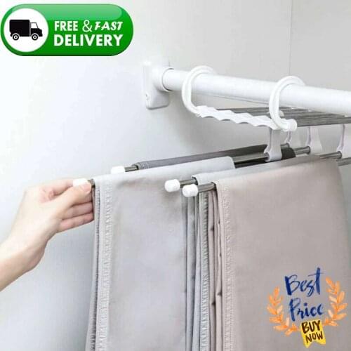 5 in 1 Pant Rack Hanger for Clothes Organizer Multifunction Shelves Closet Storage Organizer StainlessSteel Trouser Hanger