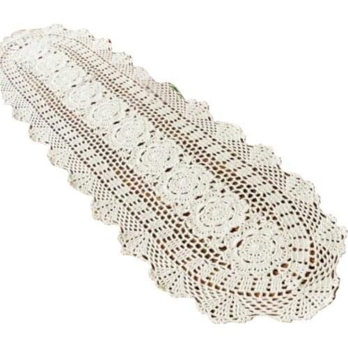 50% Hot Sale Fashion Vintage Handmade Crochet Lace Hollow Dining Table Runner Placemat Home Decorations