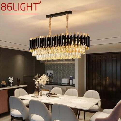 86LIGHT Luxury Chandelier Crystal Rectangle Pendant Lamp Postmodern Home LED Light Fixture for Living Dining Room