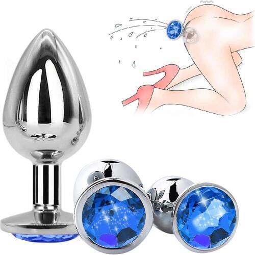 Anal Plug Sex Toys Stainless Smooth Steel Butt Plug Tail Crystal Jewelry Trainer For Women/Man Anal Dildo Adults Sex Shop