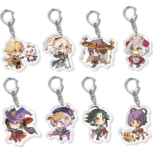 Anime Genshin Impact Keychain Venti Paimon Player Diluc Klee Man Key Chain Fashion Cute Bag Pendant Key Ring Gift