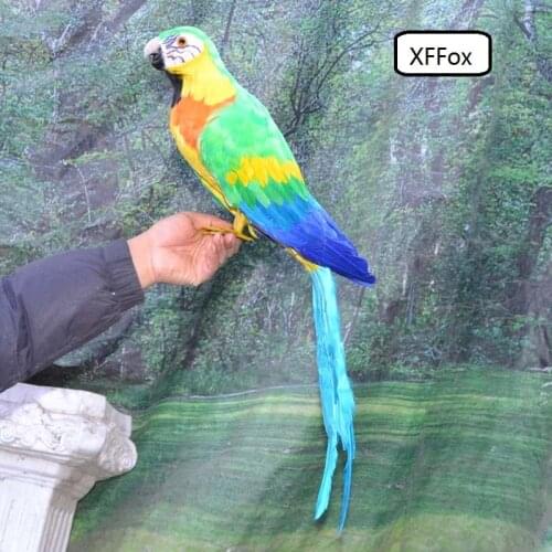 Big real life green&orange&yellow parrot model foam&feather simulation parrot bird gift about 65cm xf0225