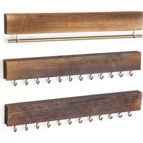 Wooden Display Jewelry Hook Holder Wall Mounted Organizer For Necklace Earrings Ring Scarf Hangers Jewellery Rack