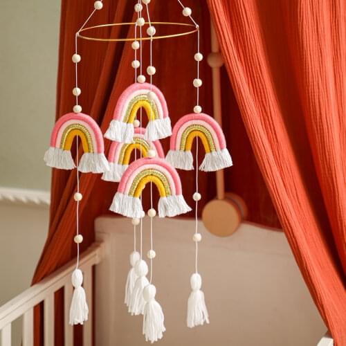 Baby Rattles Crib Mobiles Toy Rainbow Bed Bell Musical Box 0-12month Kids Room Decoration Photography Props Infant Wooden Toys