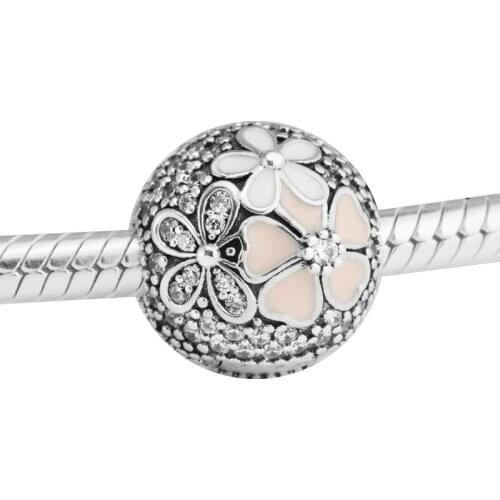 DIY Fits for Pandora Beads Bracelets Poetic Blooms Clip Charms with Mixed Enamels 100% 925 Sterling-Silver-Jewelry Free Shipping