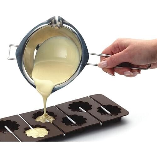Hot Sale Stainless Steel Chocolate Melting Pot Furnace Heated Milk Bowl with Handle Heated Butter Baking Pastry Tool [3]