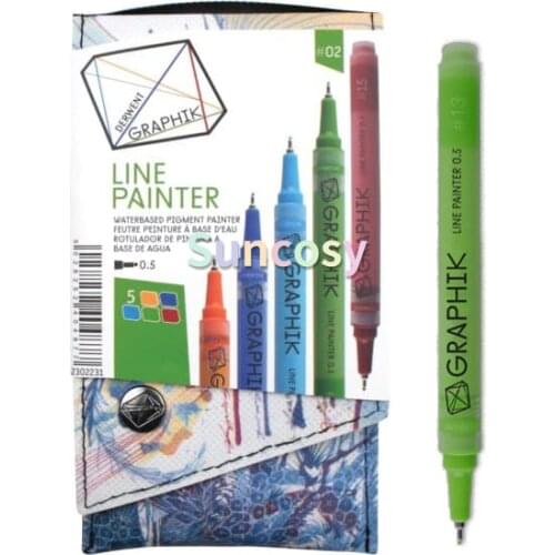 Derwent Graphite Pens, Graphik Line Painter Colored Pens, Palette No.2, 5 Pack (2302231)