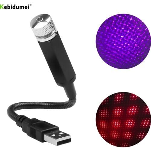 Kebidumei Mini LED Starry Laser Atmosphere Ambient Projector Lights USB Decorative Lamp Adjustable Car Interior Decor Light