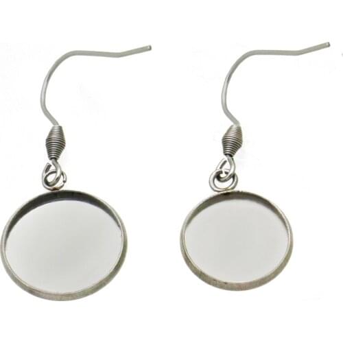 Stainless Steel Ear Clip Wire Hook Earrings with Round Smooth Bezel Resin Cabochons Earrings Bases Settings DIY Findings