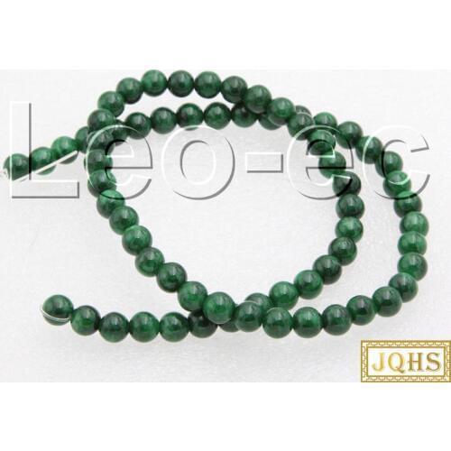 Natural 6mm round green jades Stone Loose Beads for Jewelry Making Strand 15" v1391