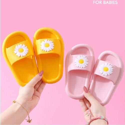 Summer Toddler Slippers Pattern Chrysanthemum Solid Fashion Anti-Slippery Light Soft Bottom Indoor Slippers Shoes for Kids Girls
