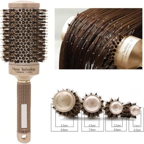 Hot Selling 4 set differen Durable Ceramic Iron aluminium tube gold Round Comb Hair Dressing Brush Salon Styling Barrel
