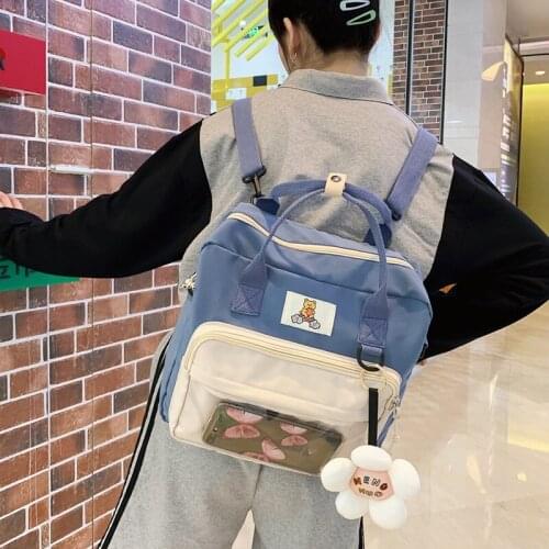 Women Multifunction Waterproof Backpack Female Nylon Transparent Small Shouler Bags for Kawaii Girls Schoolbag Laptop Backpacks