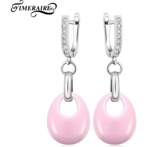 Fashion Water Drop Ceramic Earrings 2020 Trend Stainless Steel With Zircon Smooth Surface Never Fade Jewelry For Women Engagemen