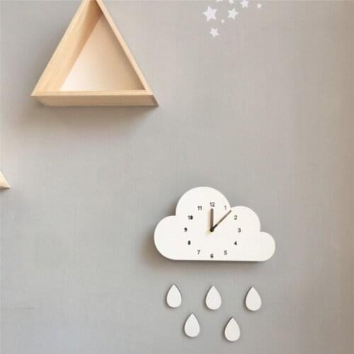 Fashionable gardening supplies Nordic Style Cartoon Cloud Elephant Clock For Children Room Cute Wall Clock Home Decoration