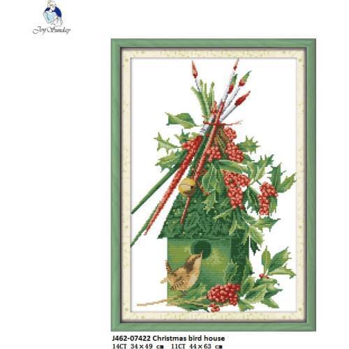 Christmas Bird House Patterns Counted Cross-stitch 11CT 14CT Handwork Beginner Cross Stitch Kit Wholesale Embroidery Home Decor