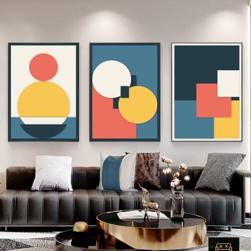 Wall Art Painting Canvas Print Abstract Picture Geometric Circle Home Decor Poster Nordic Minimalist For Living Room No Frame