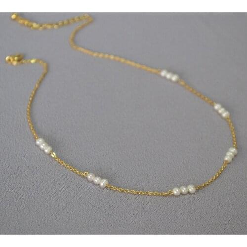 WT-JN160 Europe of simple brass gilt simple delicate freshwater small pearls delicate goddess temperament choker necklace