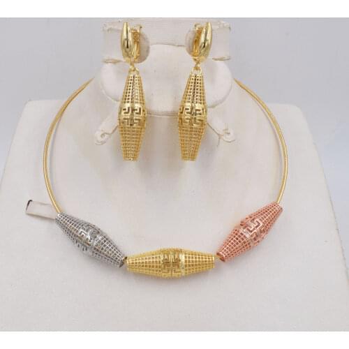 New design High Quality Dubai set 3color Gold Color Jewelry Set For Women african beads jewelry fashion jewelry New design Hi