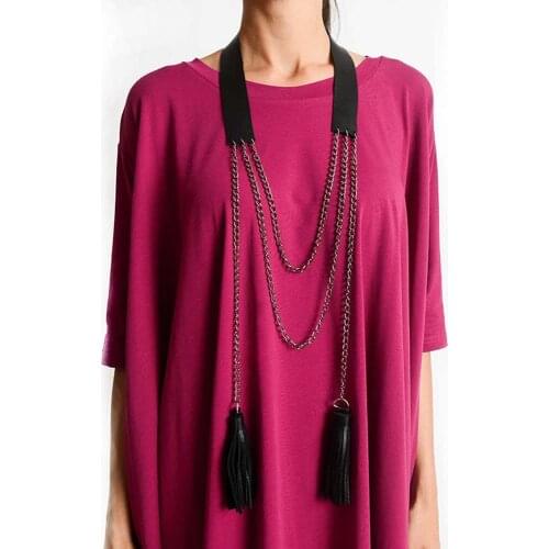 Necklace Chain Vintage Jewelry for Women Sweater Chain Handmade Art Oversize Multilayer Necklaces Black Art Oversize Necklaces