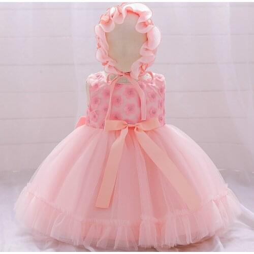 Princess Appliques Girl Birthday Dress Summer New Kids Dresses Flower Girls Wedding Party Sequins Pink Birthday Gowns